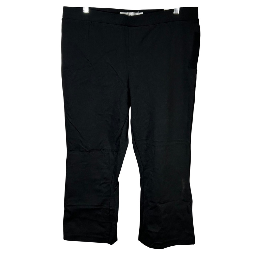 LARRY LEVINE Black Pull On Crop Pants Women's XL Preppy Comfort NWT